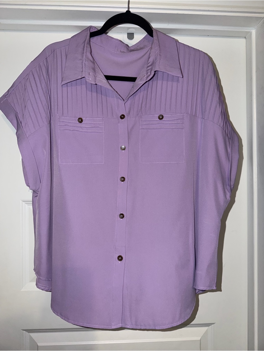 SHEIN Lavender Short Sleeve Button-Down Shirt